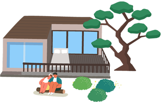 宿泊コテージイラスト